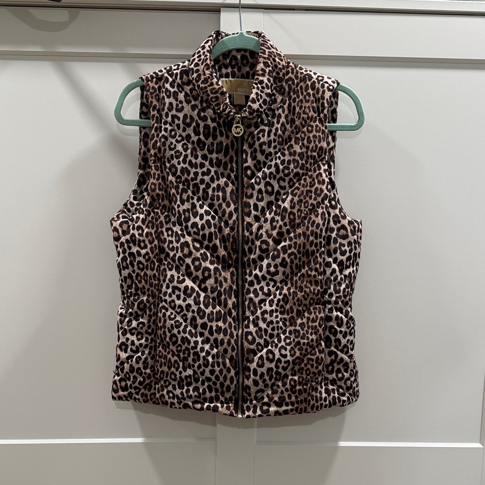 Michael Kors Leopard Print Puffer Vest (NWT) Size M